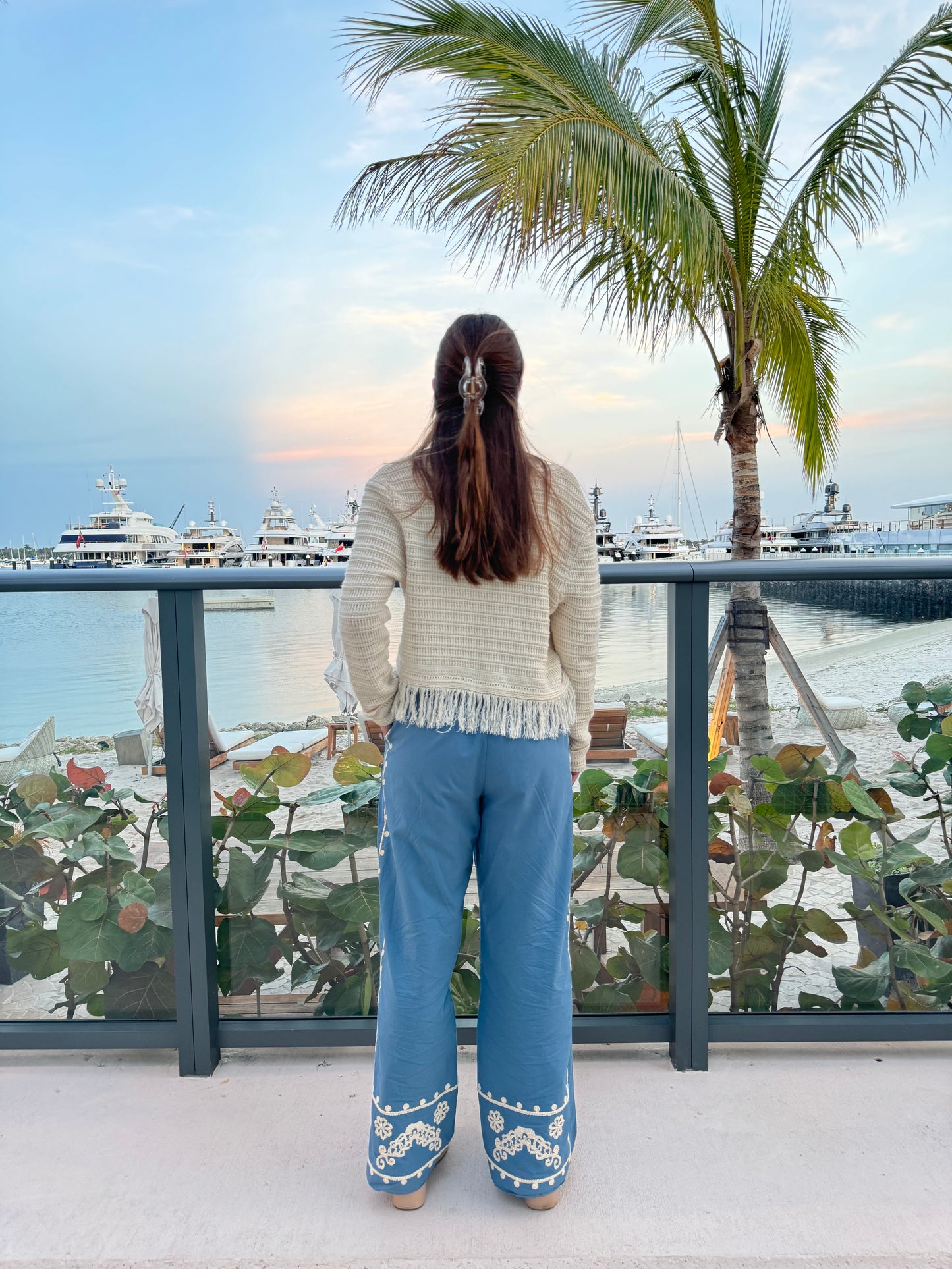 Azure Fleur Embroidered Slacks